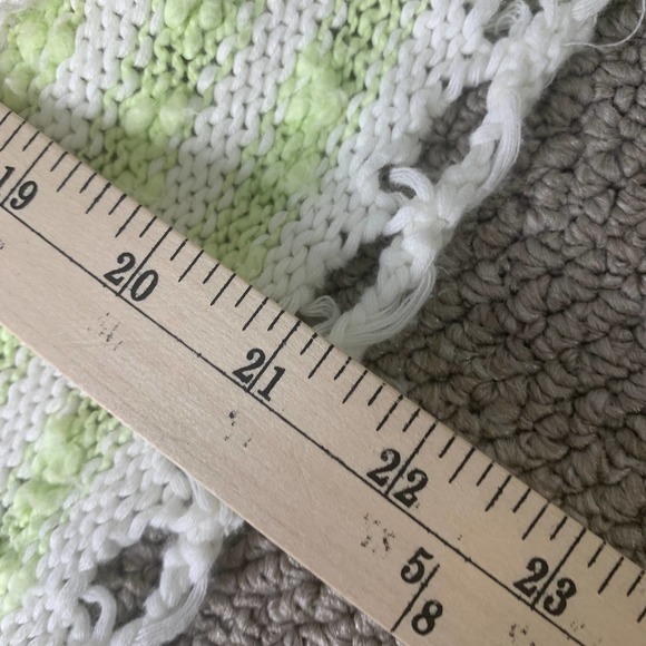 Free People Womens Sweater Size XS Green/White Stripe Popcorn Textured Pullover - Picture 8 of 12